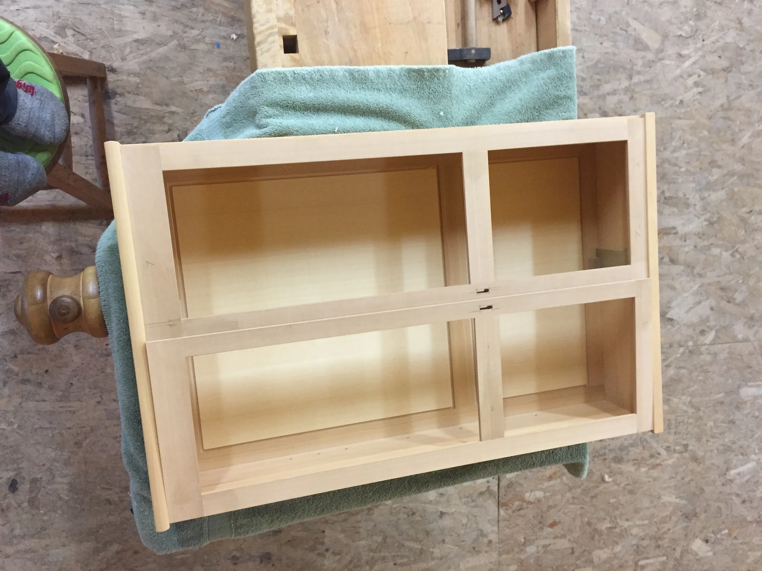   First fitting of the doors, before attaching the panels - still too tight to close  