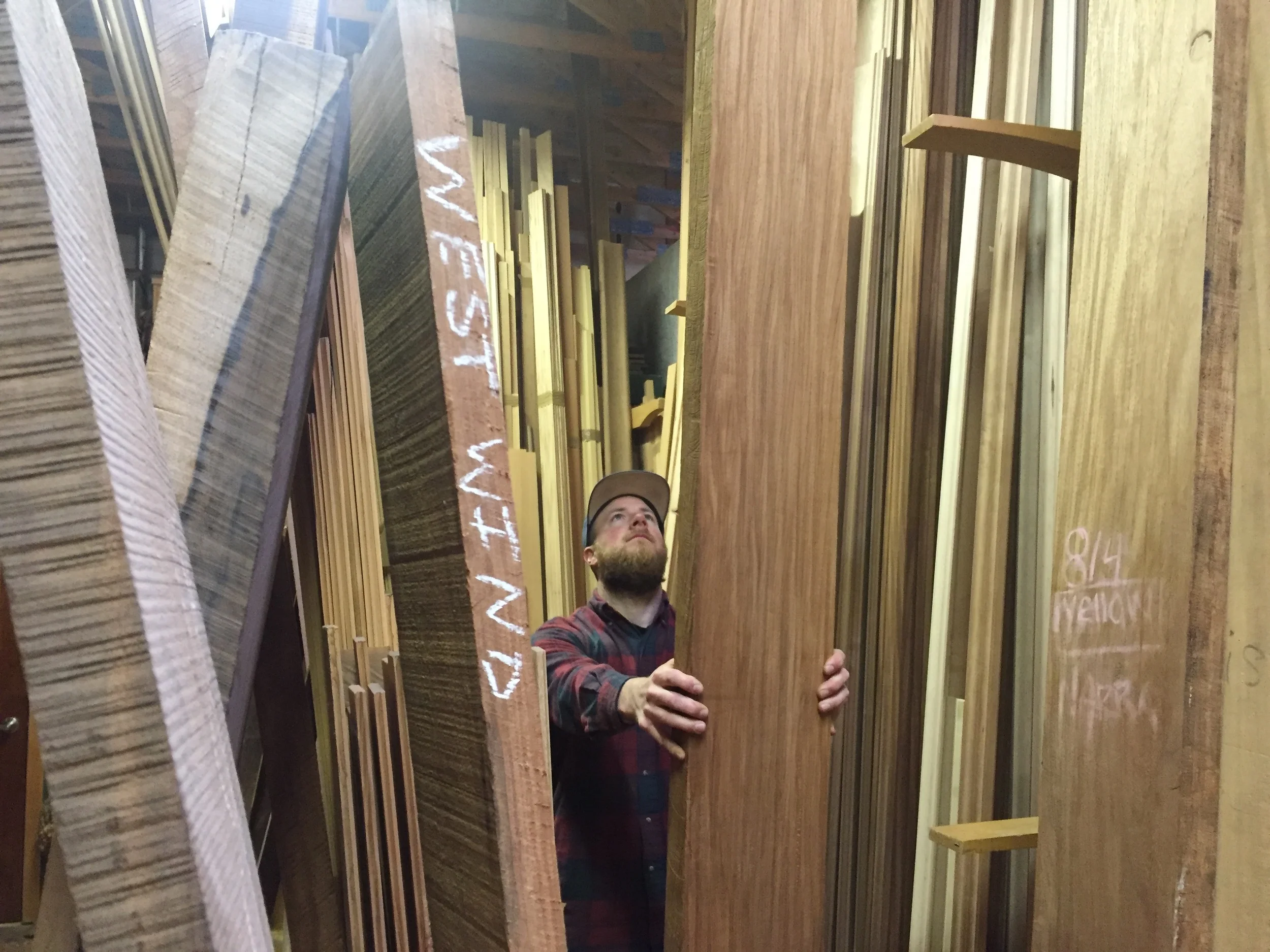 Jordan discovers an especially beautiful plank of Narra