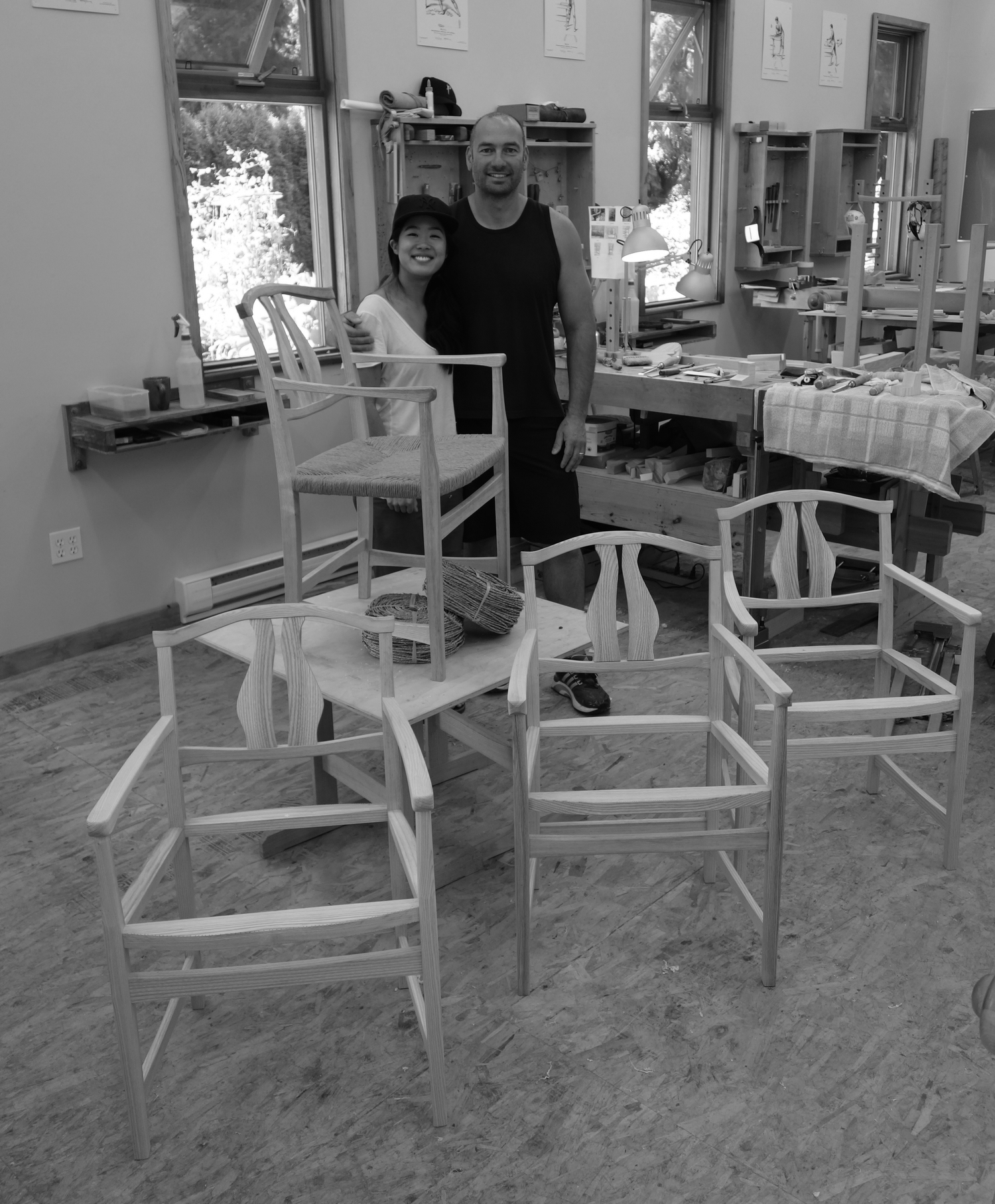 Nondas and I with our chairs nearing completion