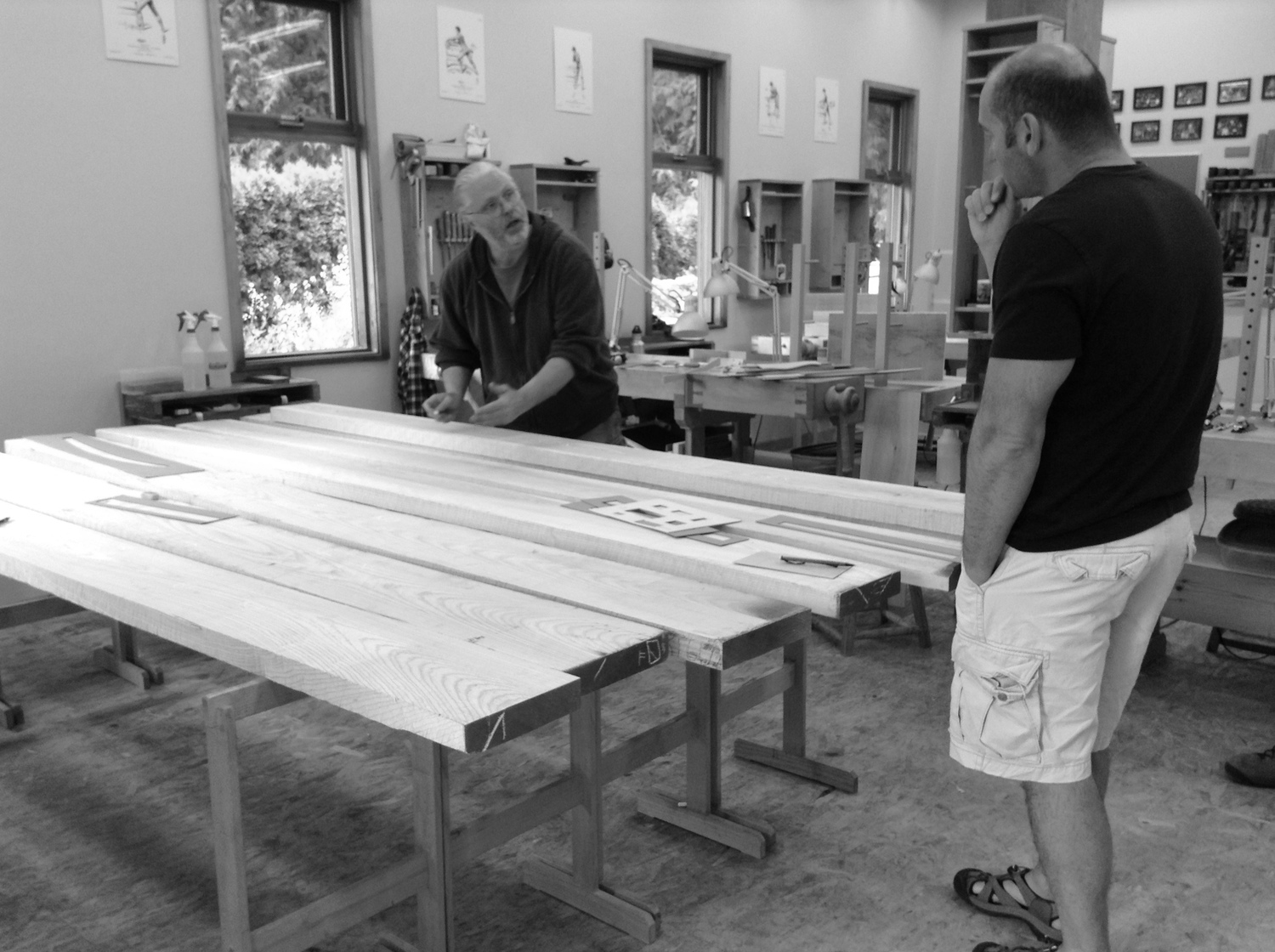 Robert and Nondas looking for chair parts