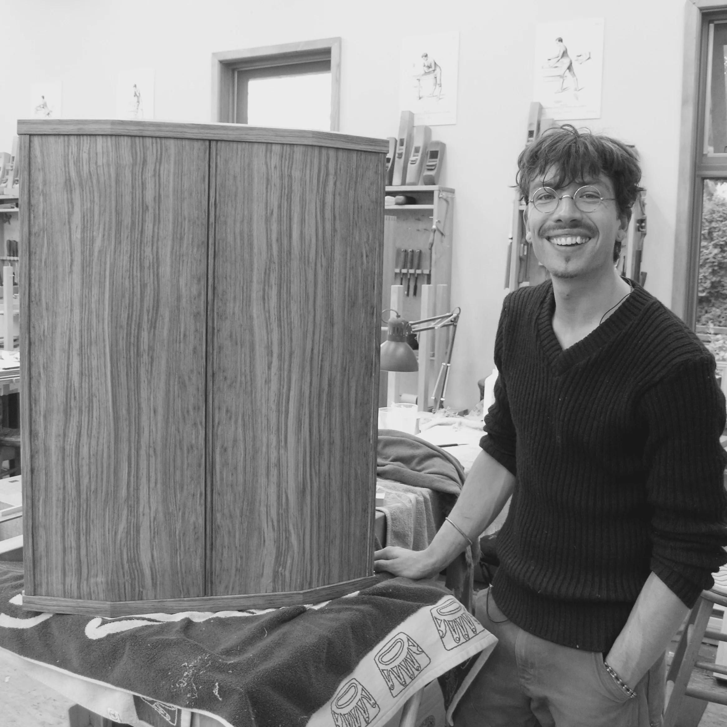  Andi with doors hung on lower cabinet in English Brown Oak 