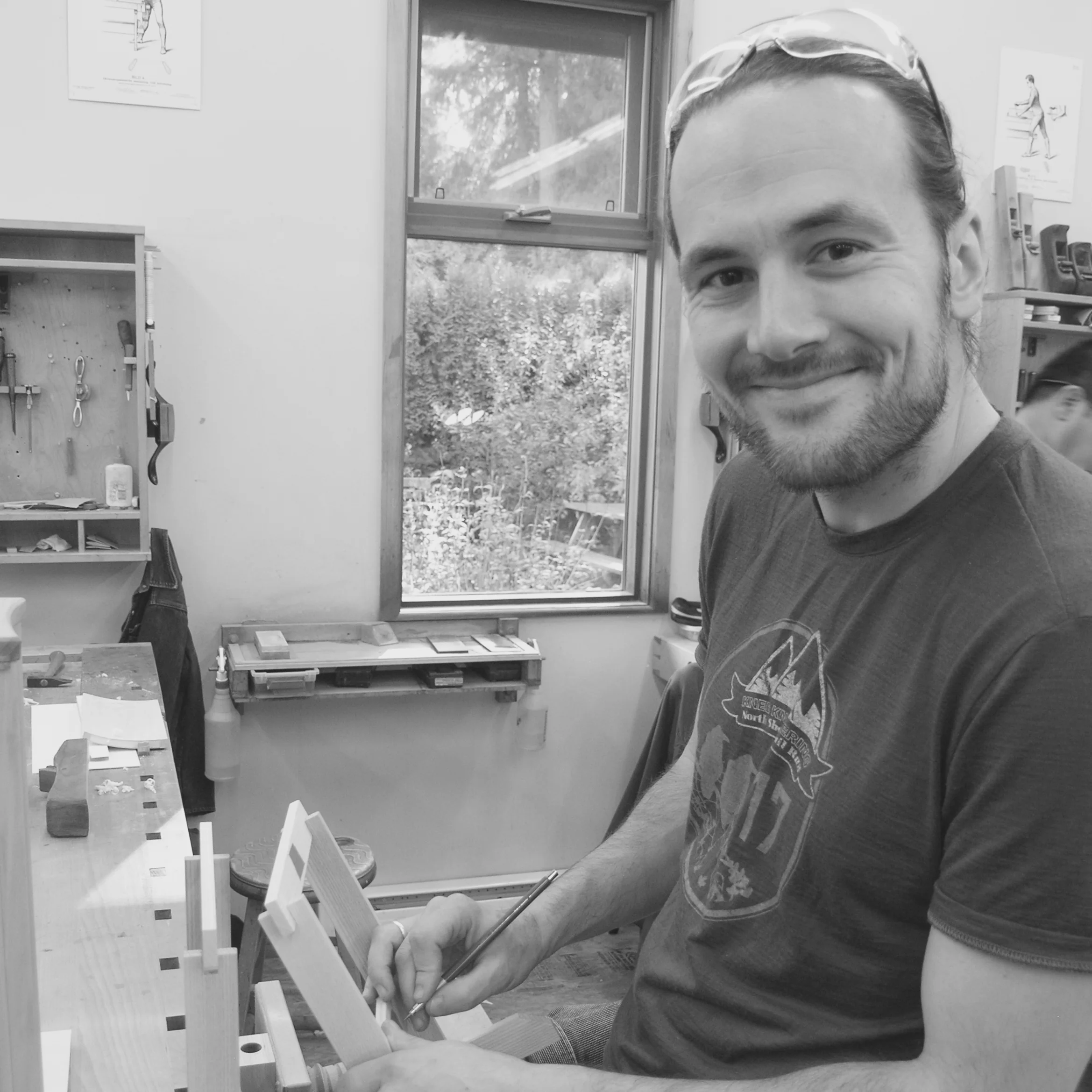  Greg working on bench top sawhorses 