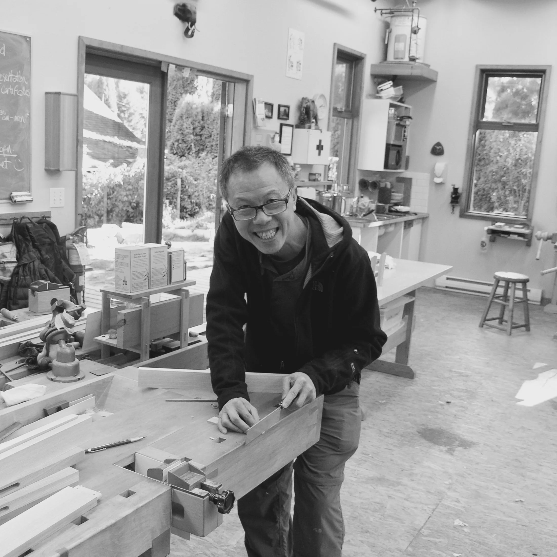  Henry working on his sawhorses 